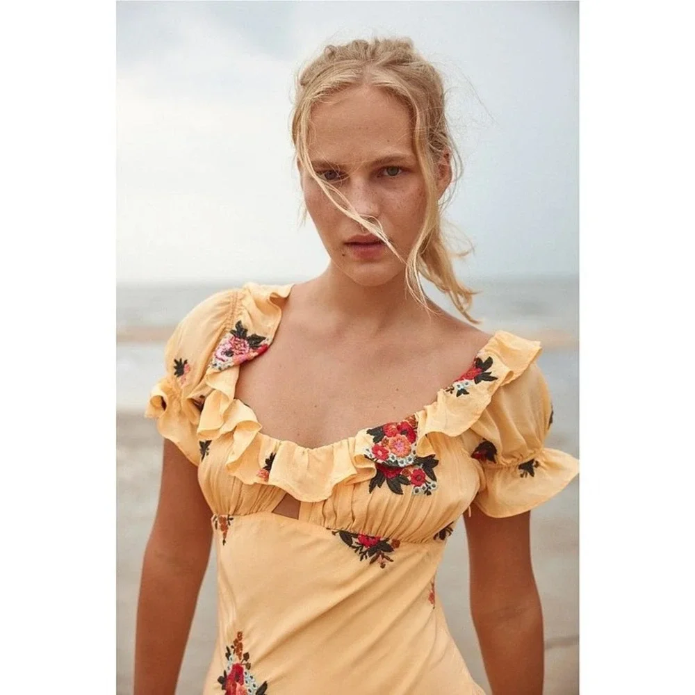 NWT‎ Free People Bali Santa Cruz Ruffle Dress Maxi - Size Medium